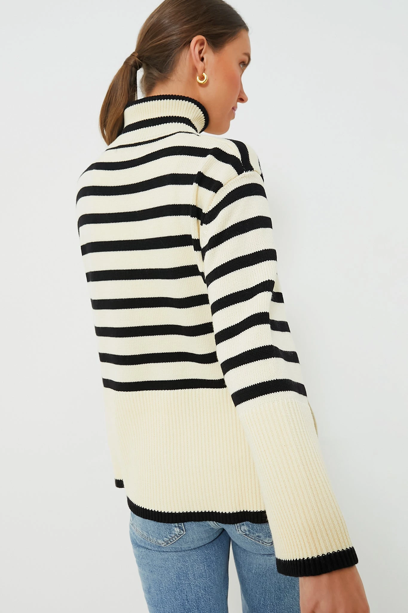 Cream Striped Turtleneck Sweater 4 Cream Striped Turtleneck Sweater - Image 4