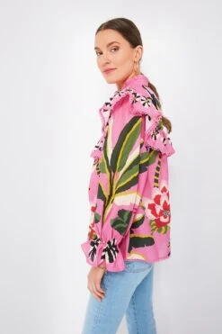 Farm Rio Leopard Forest Pink Blouse -Outfit And Shoe Sales Store CWWgkf8B25OjP7iHQcwU5z6fIcYQAVpJ 1