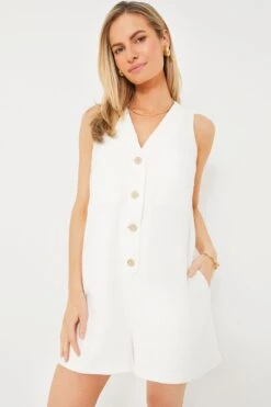 White Textured Myla Romper -Outfit And Shoe Sales Store CdhPLqNJQhajZBAKE9lM1g2HZltjkHi9 1
