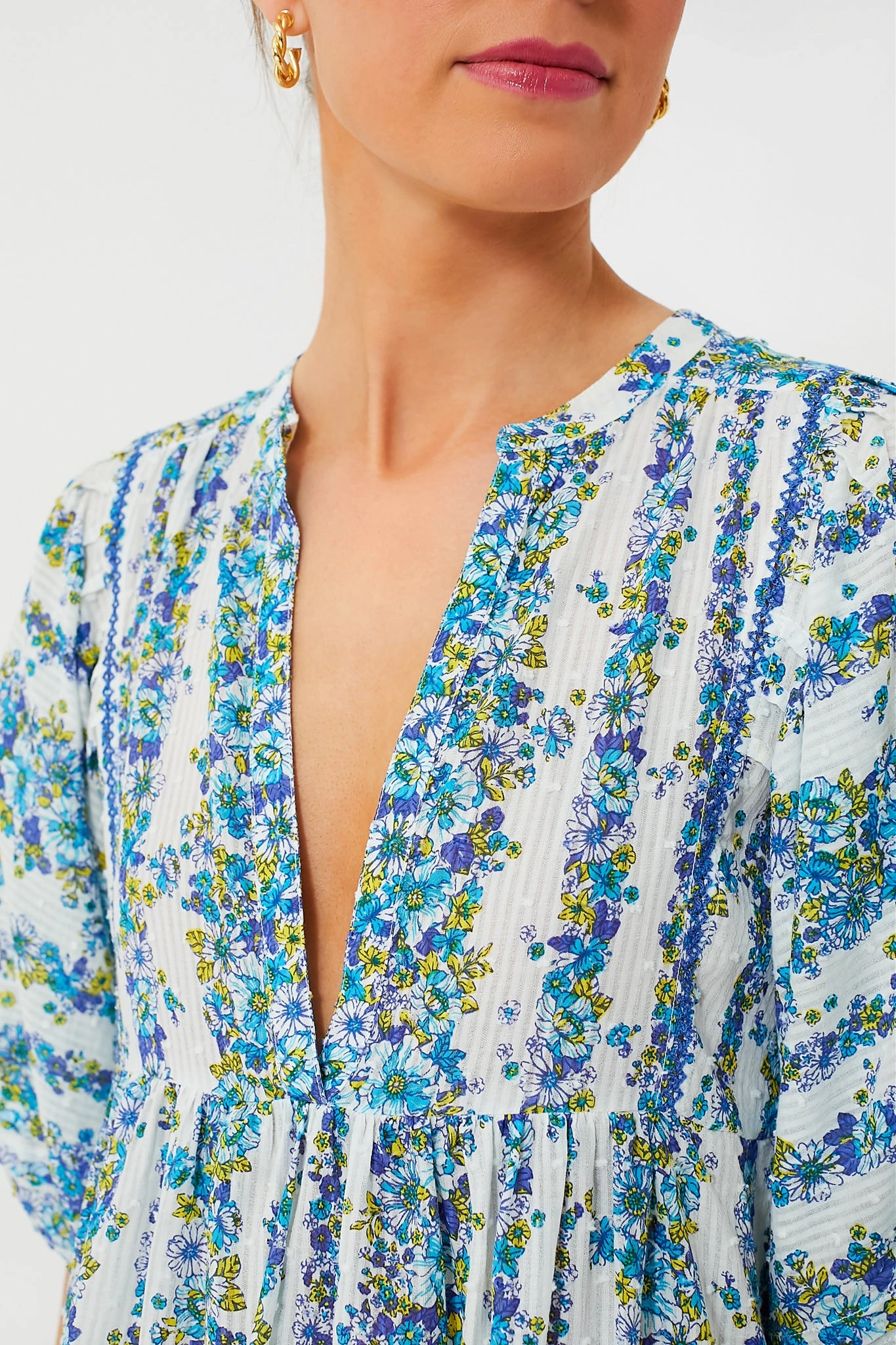 Blue Waves Flowers Aria Mini Dress 5 Blue Waves Flowers Aria Mini Dress - Image 5