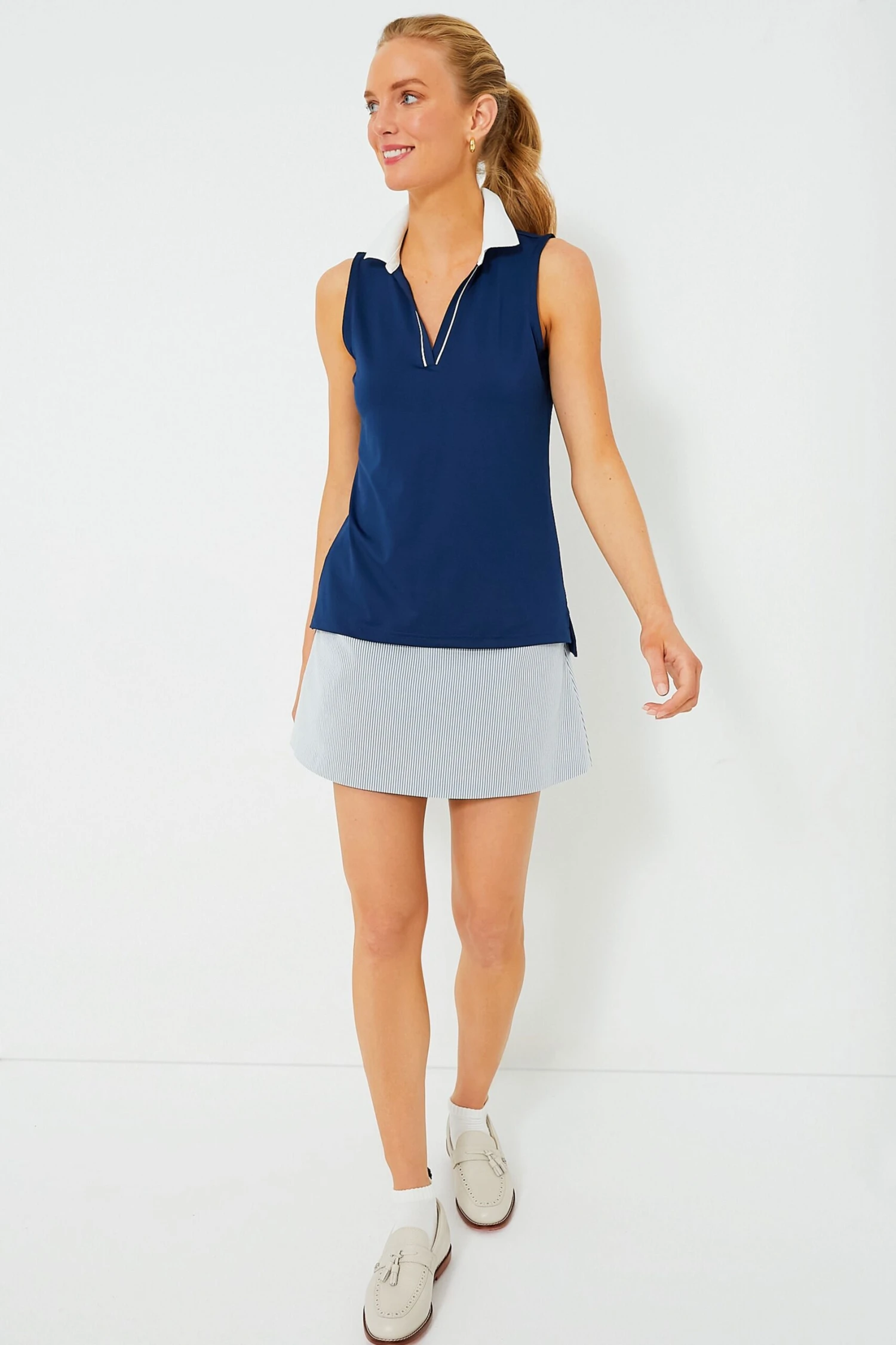 Navy Sleeveless Caroline Polo 2 Navy Sleeveless Caroline Polo - Image 2