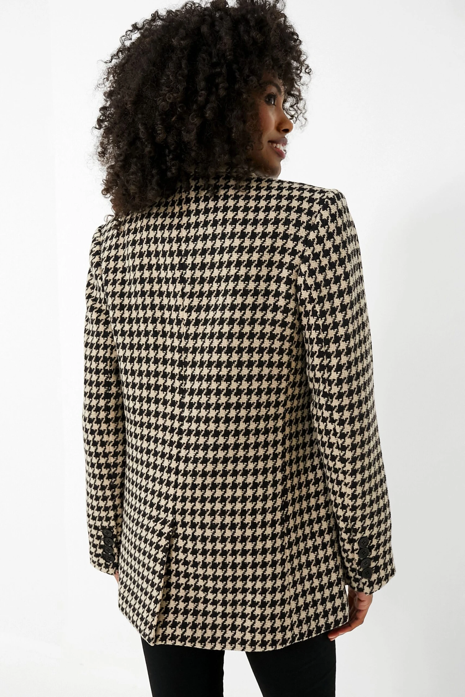 ANINE BING Black And Nude Houndstooth Kaia Blazer 4 ANINE BING Black And Nude Houndstooth Kaia Blazer - Image 4