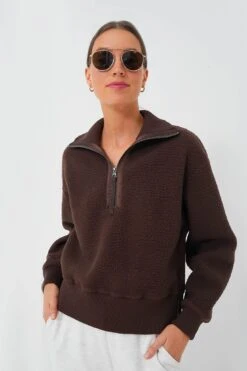 Varley Dark Truffle Roselle Half Zip Fleece