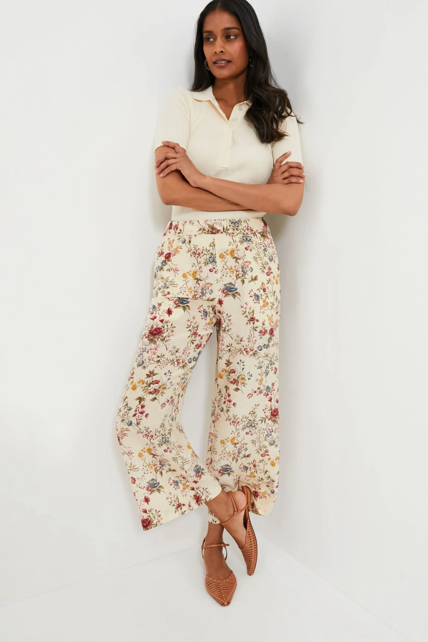 Weekend Max Mara Ivory Flower Gradara Pants 6 Weekend Max Mara Ivory Flower Gradara Pants - Image 6