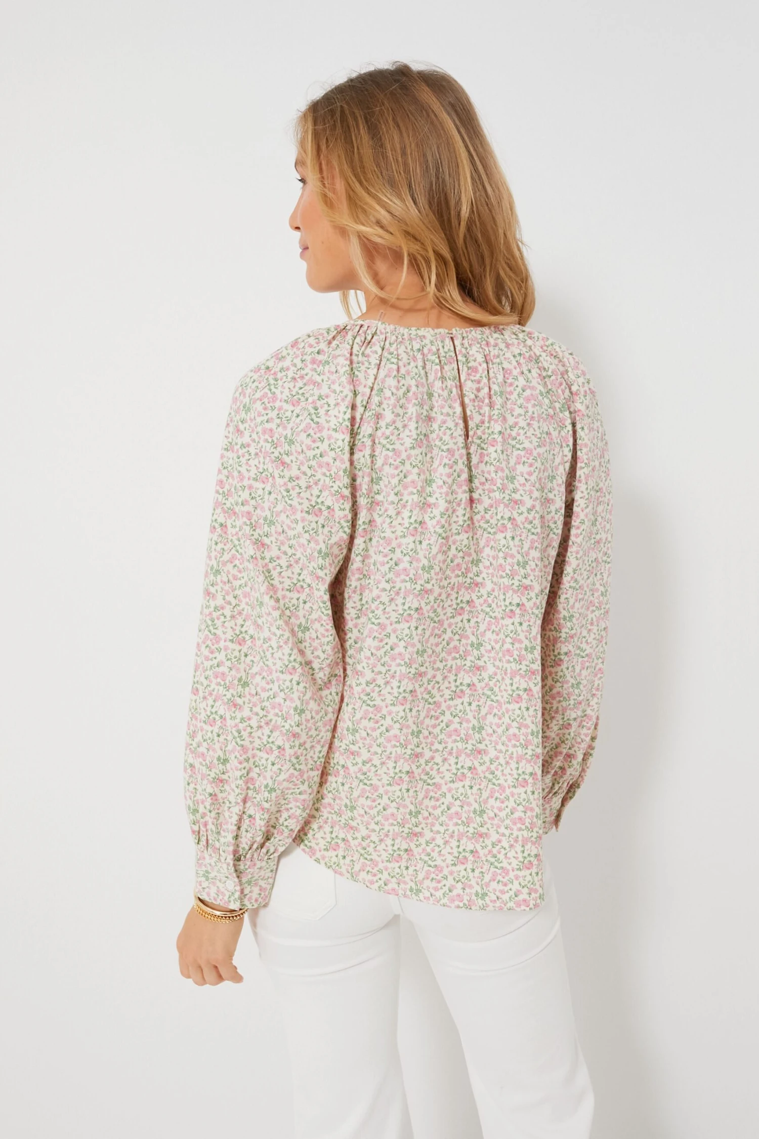 Pink Ditsy Floral Long Sleeve Maxine Blouse 4 Pink Ditsy Floral Long Sleeve Maxine Blouse - Image 4