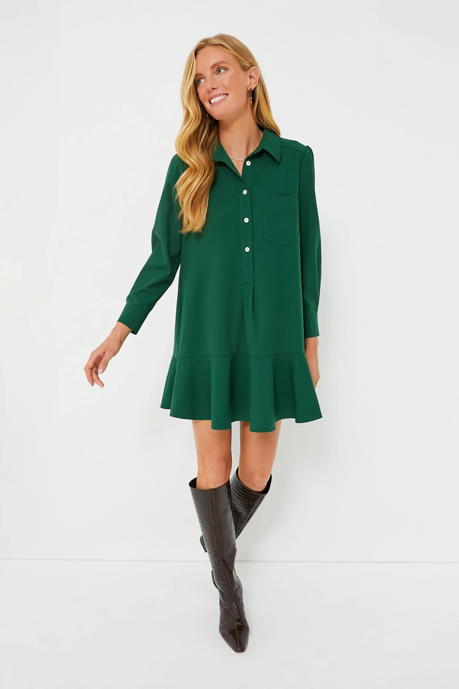 Hunter Green Crepe Callahan Dress 1 Hunter Green Crepe Callahan Dress