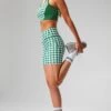Green Trellis Gingham 6 Inch Ava Bike Short