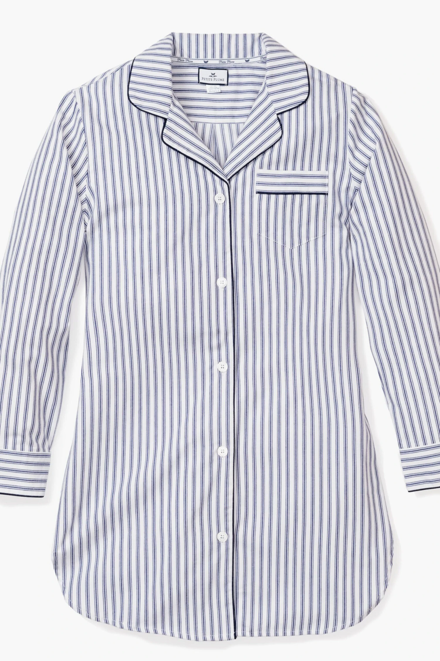 Navy French Ticking Nightshirt 6 Navy French Ticking Nightshirt - Image 6