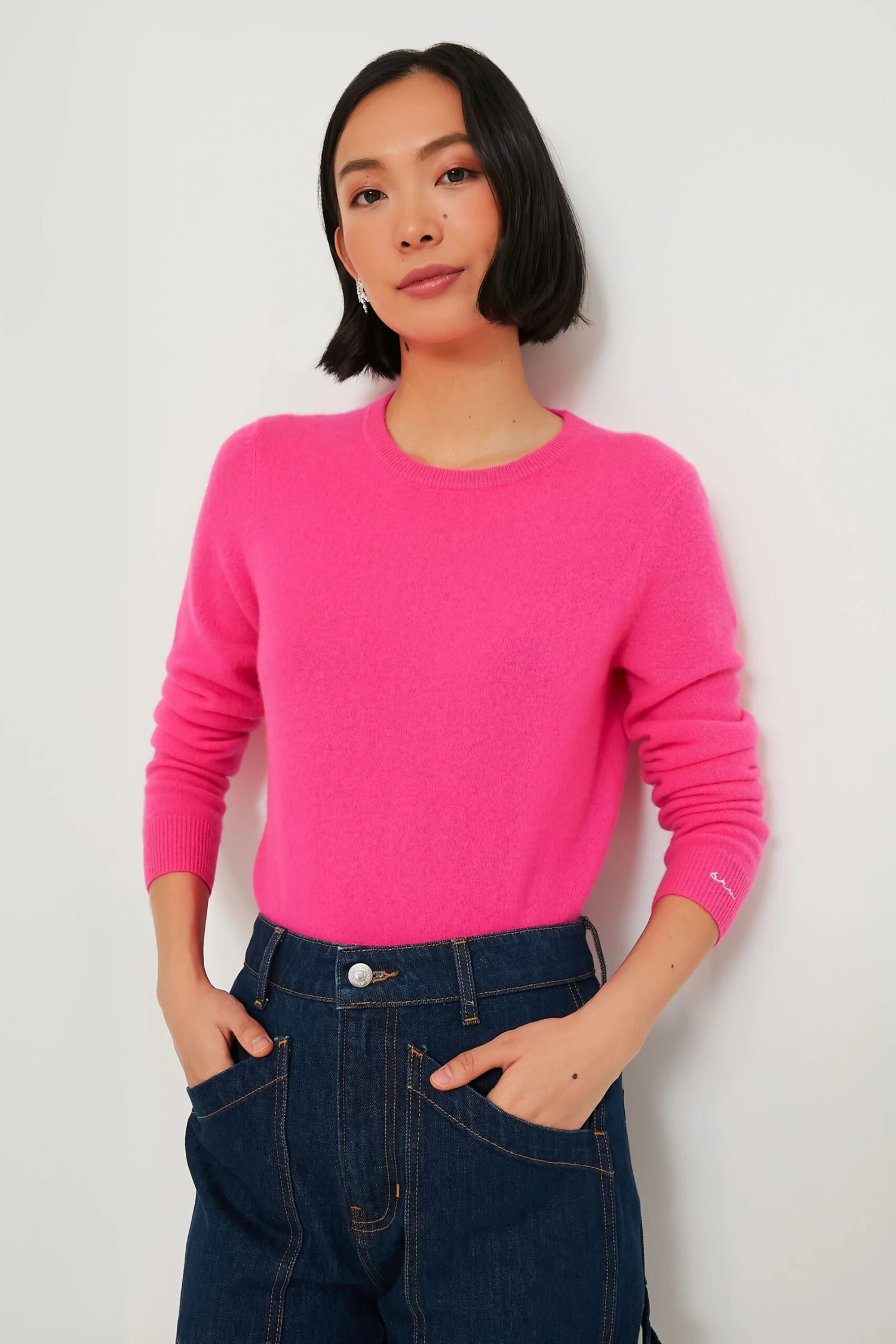 Hot Pink Cashmere Crewneck Sweater 1 Hot Pink Cashmere Crewneck Sweater