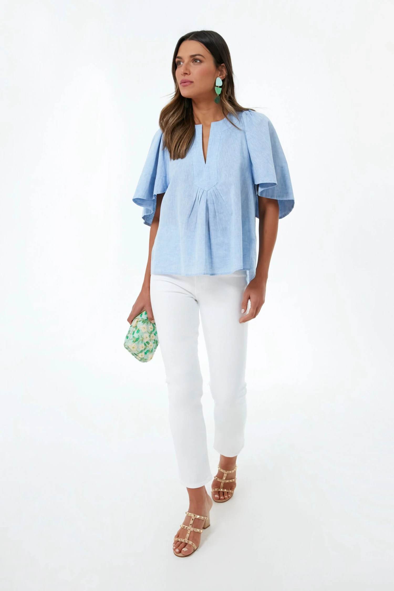 Chambray Finley Flutter Sleeve Top 6 Chambray Finley Flutter Sleeve Top - Image 6