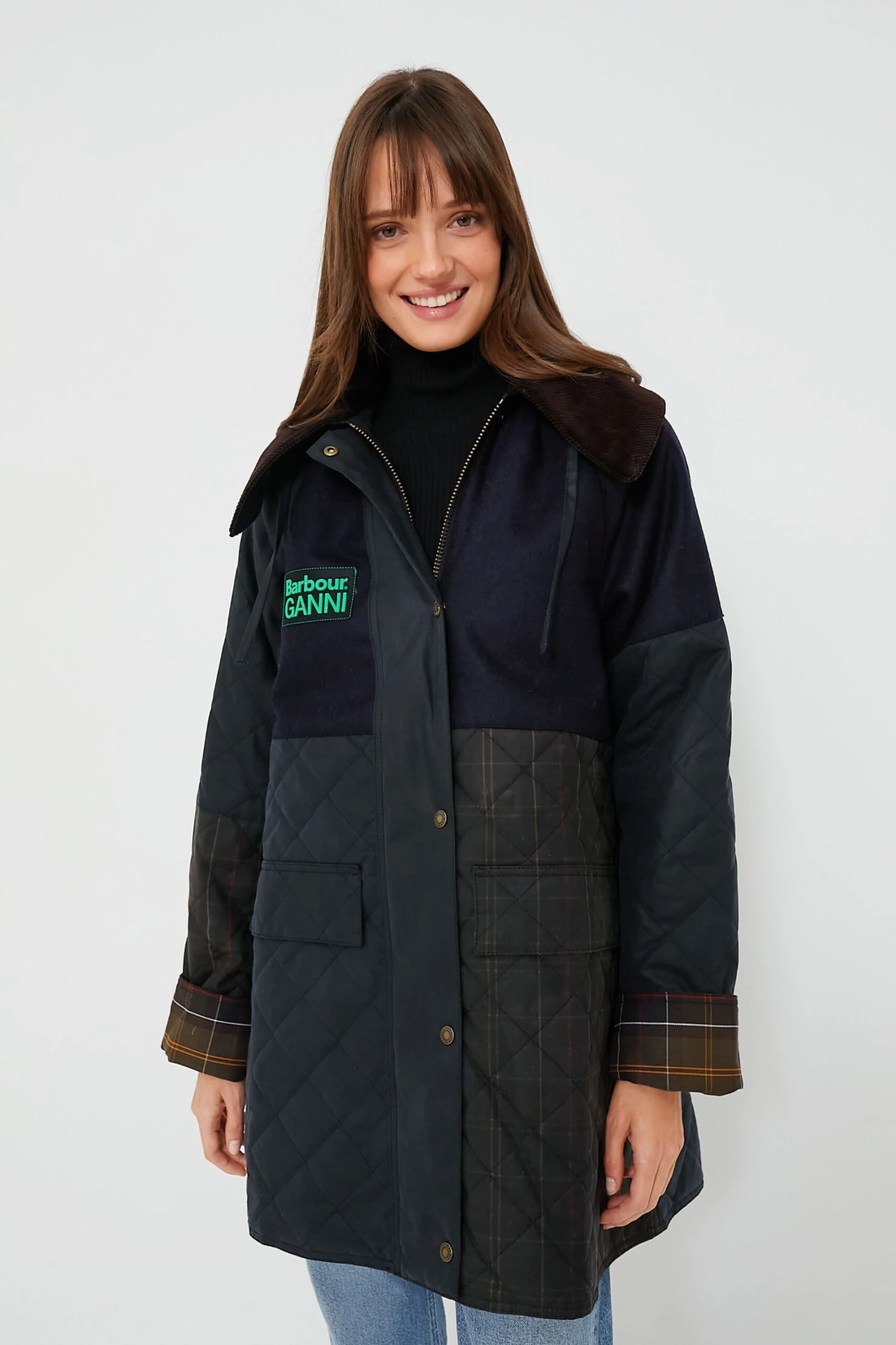 Navy Classic Barbour Ganni Burghley Jacket 1 Navy Classic Barbour Ganni Burghley Jacket