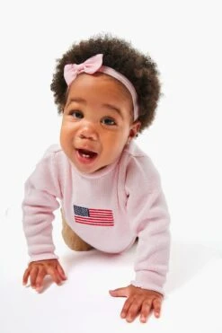 Pink American Flag Roll Neck Sweater