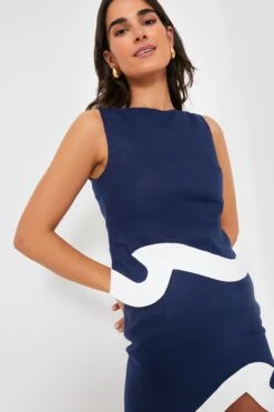 Staud Navy And White Raphael Top