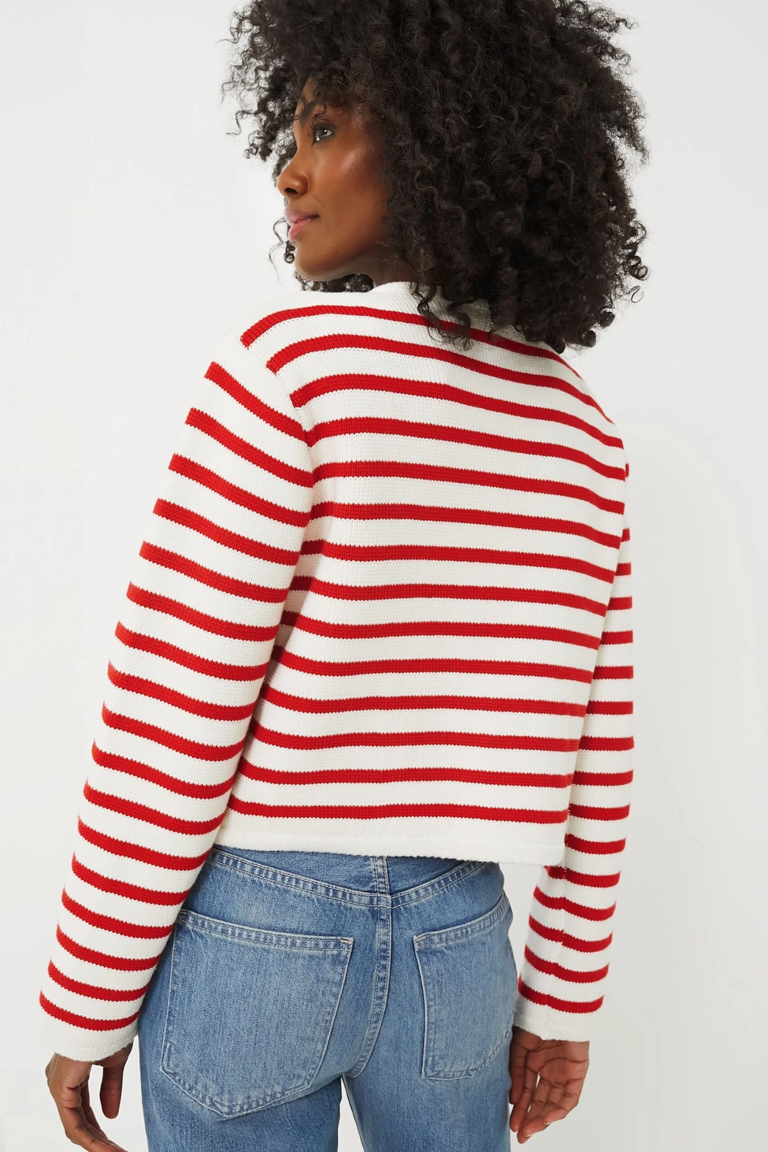 Red & Cream Stripe Annie Structured Cardigan 4 Red & Cream Stripe Annie Structured Cardigan - Image 4