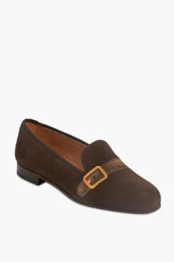 Luggage Brown Velvet Strapped Venetian Loafers