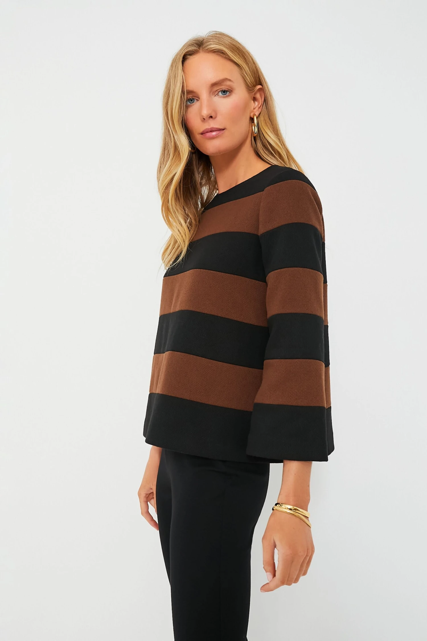 Black And Brown Striped Mia Blouse 3 Black And Brown Striped Mia Blouse - Image 3