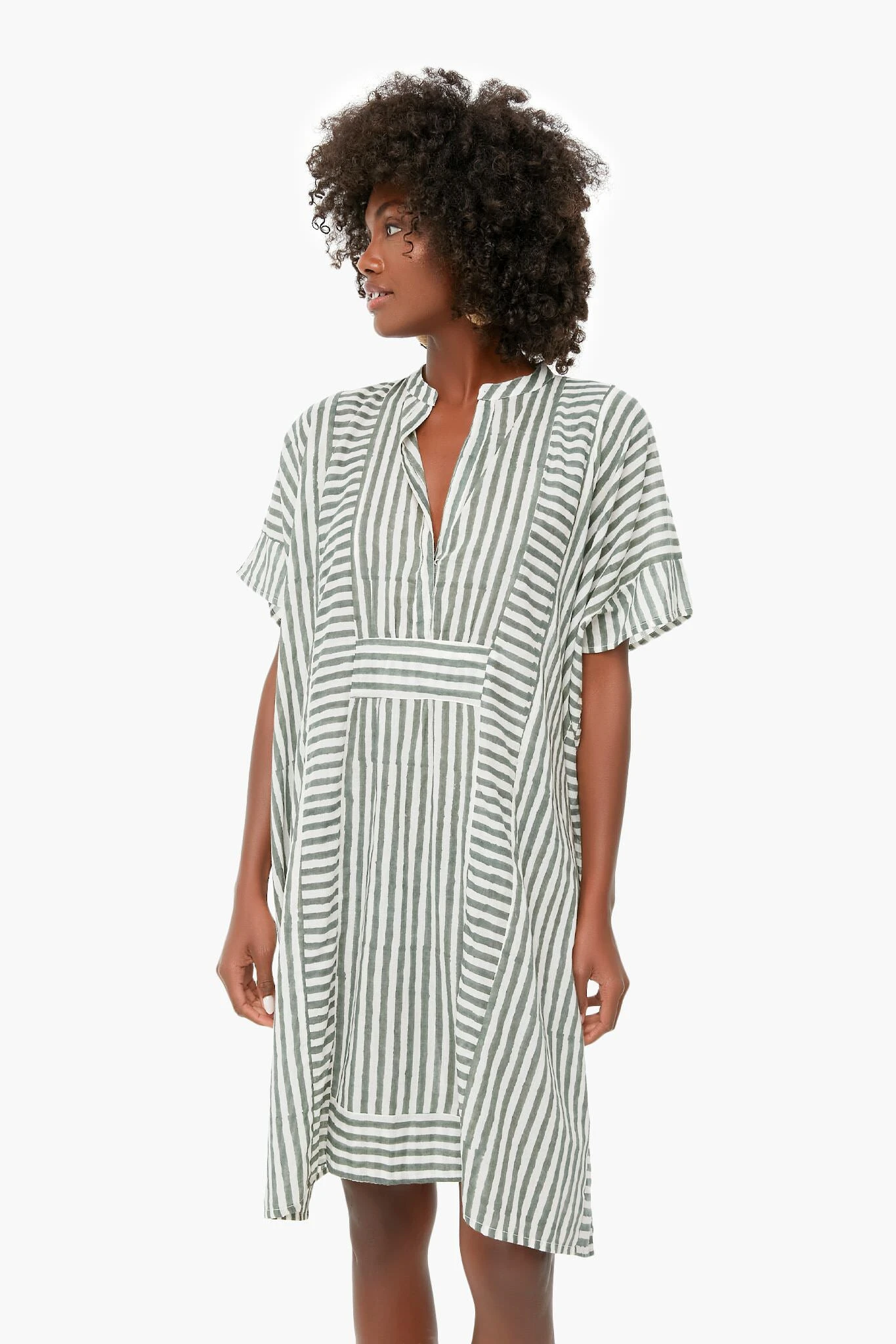 Moss Stripe Emerson Short Caftan 2 Moss Stripe Emerson Short Caftan - Image 2