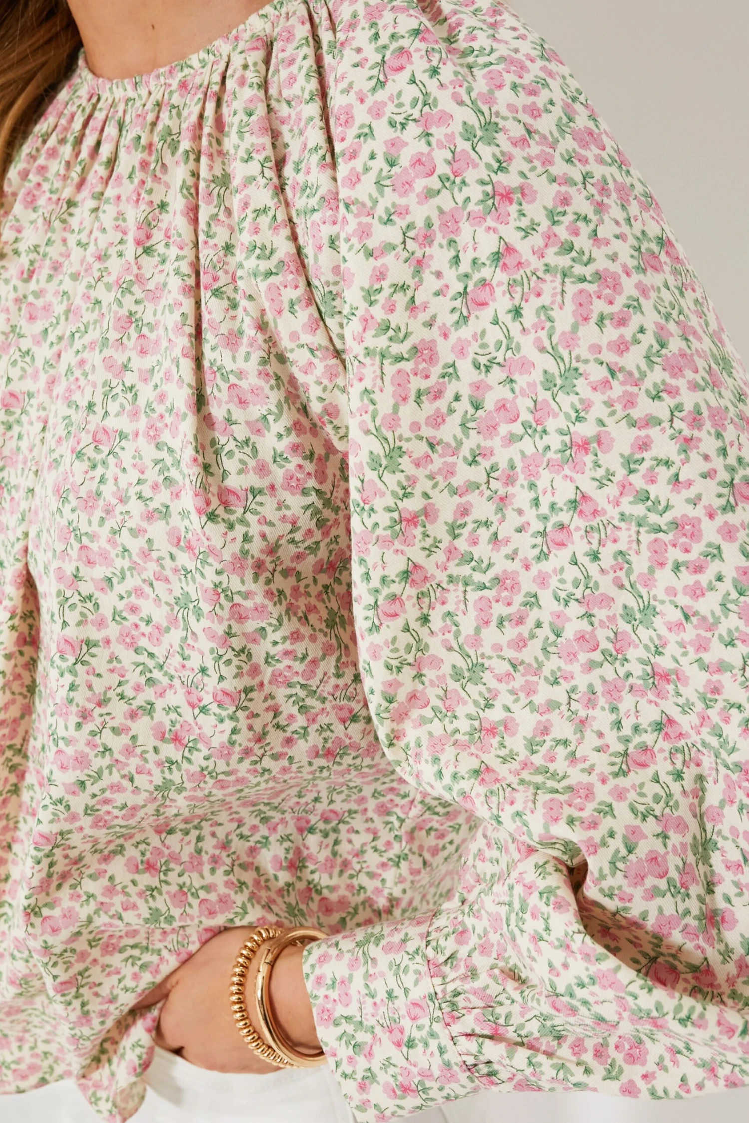 Pink Ditsy Floral Long Sleeve Maxine Blouse 2 Pink Ditsy Floral Long Sleeve Maxine Blouse - Image 2