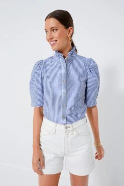 Blue Striped Alicia Blouse -Outfit And Shoe Sales Store I7LfnSfecxRTzARBXQ00i30j4LKXcZQb 1