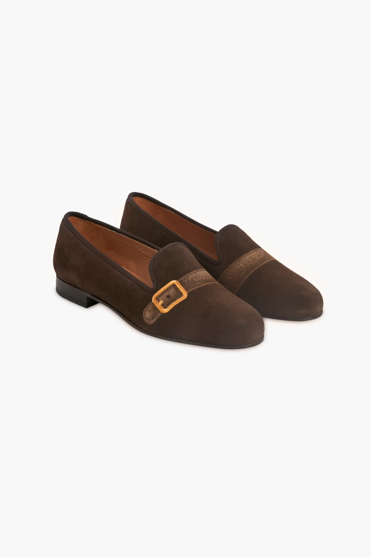 Luggage Brown Velvet Strapped Venetian Loafers 4 Luggage Brown Velvet Strapped Venetian Loafers - Image 4
