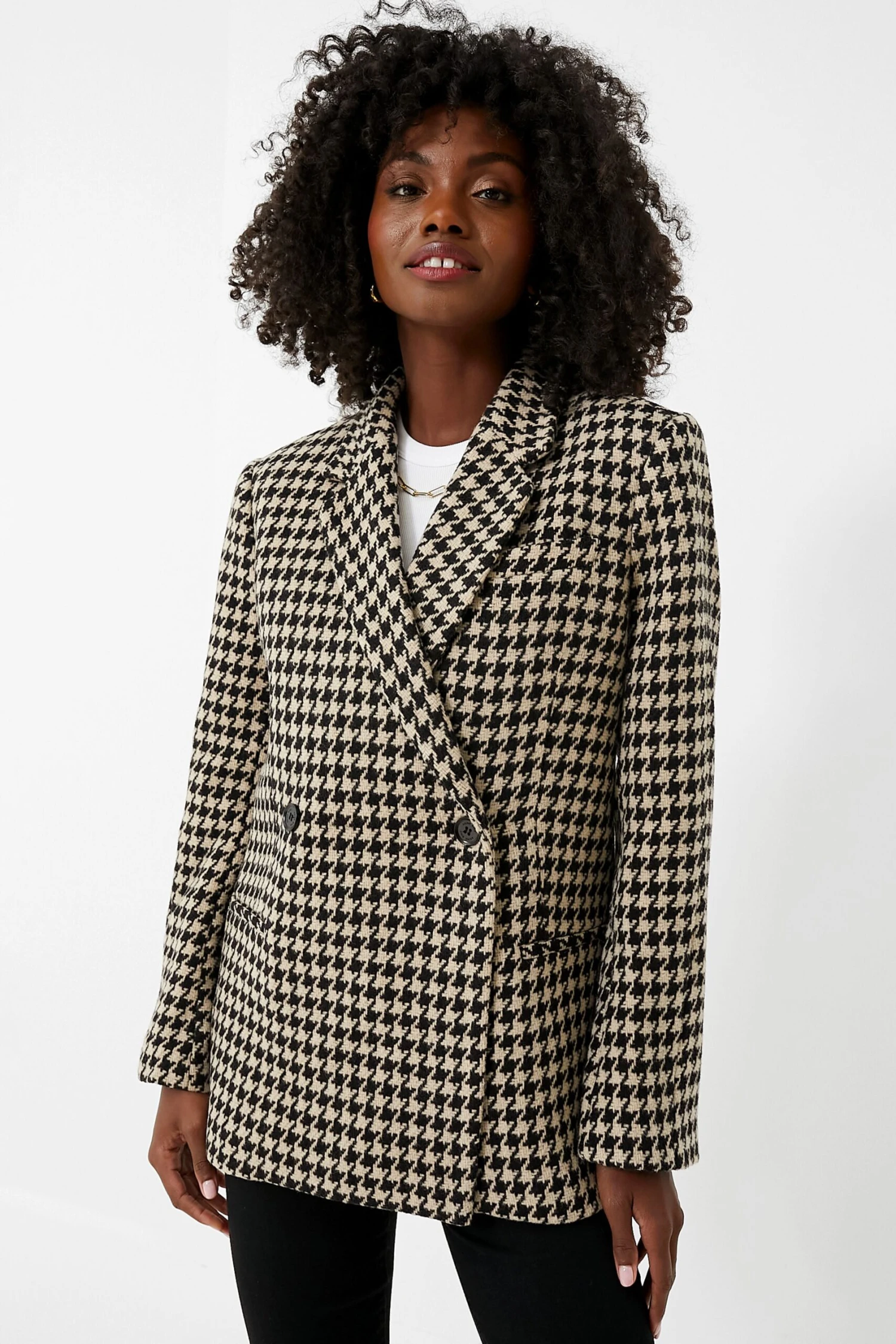 ANINE BING Black And Nude Houndstooth Kaia Blazer 6 ANINE BING Black And Nude Houndstooth Kaia Blazer - Image 6