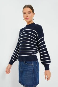 Dark Navy And Ivory Stripe Button Back Crewneck Sweater -Outfit And Shoe Sales Store IbdUxYFEeAm1mdEndh0GFDRevn7d1RNF 1