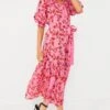 CYNTHIA ROWLEY Red And Pink Floral Saratoga Cotton Dress