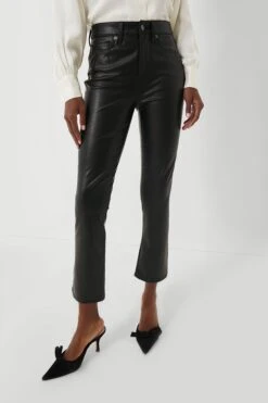 Veronica Beard Black Carly Vegan Leather Kick Flare