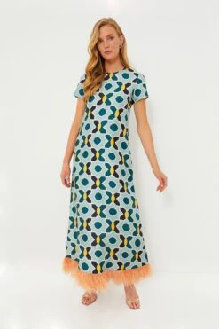 Plaza Swing Dress With Feathers