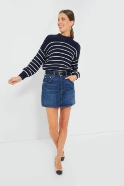 Dark Navy And Ivory Stripe Button Back Crewneck Sweater -Outfit And Shoe Sales Store JXNwbAXiHd1nkQLMKT5bwxOEDM2i7Zig 1