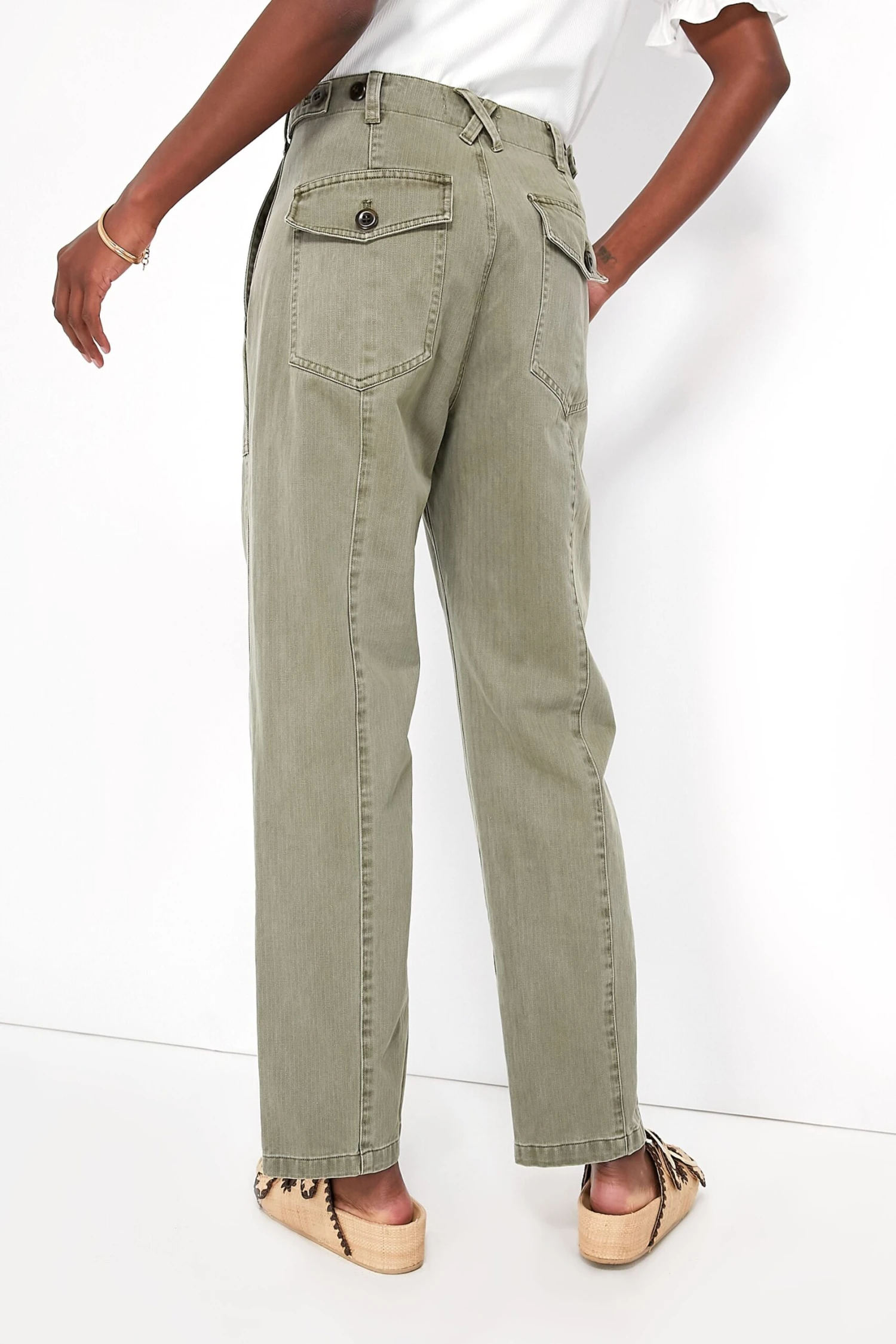 Vintage Olive Herringbone Utility Pant 4 Vintage Olive Herringbone Utility Pant - Image 4