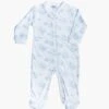 Blue Toile Zipper Footie