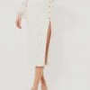 SELF PORTRAIT Cream Cord Lace Midi Skirt