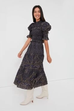 Blue Delphine Pucker Cotton Puff Sleeve Smocked Dress -Outfit And Shoe Sales Store L39xNH7CZhDH46343rYqiDVD5cjwcBbP 1