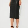 Black Leather Monica Midi Skirt