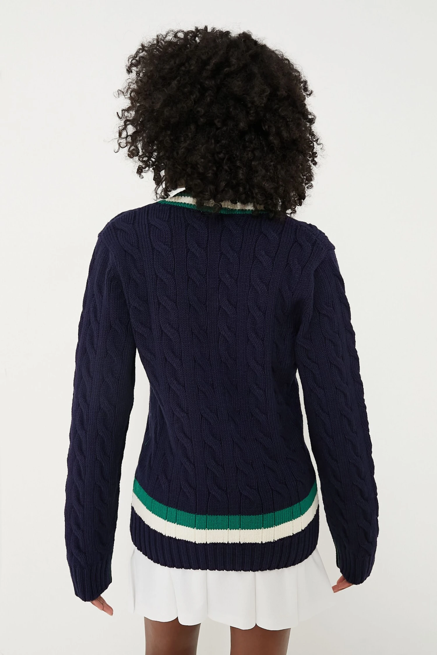 Marine Classic Cable Knit Tennis Sweater 4 Marine Classic Cable Knit Tennis Sweater - Image 4