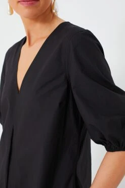 Ganni Black Cotton Poplin V-Neck Long Dress -Outfit And Shoe Sales Store M95fwsYWdxItNzDCHRoKYCWsf031F6Bf 1