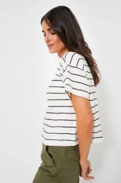 Marine Layer White And Black Stripe Heavy Slub Boxy Crew Crop Tee -Outfit And Shoe Sales Store MlL7BjSb7AA7JqZxngKpW8uqtGtNSSa3 1