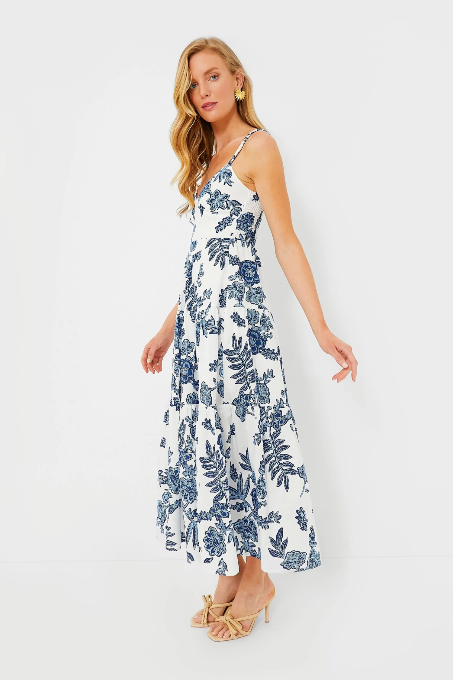 Blue Multi Plunge Maxi Dress 3 Blue Multi Plunge Maxi Dress - Image 3