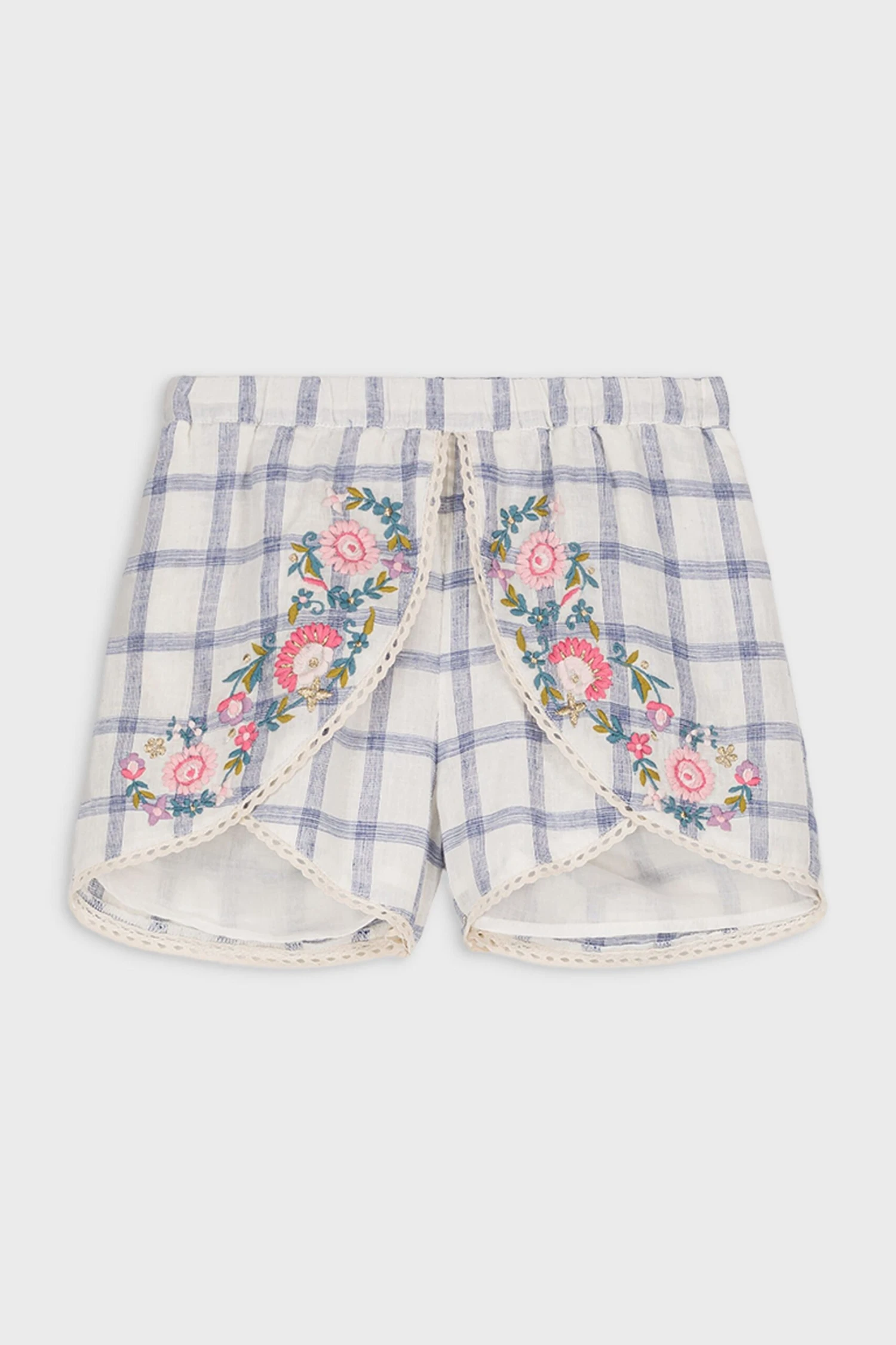 Louise Misha Blue River Check Asya Shorts 1 Louise Misha Blue River Check Asya Shorts