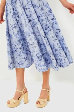 Staud Periwinkle Sketchbook Floral Midi Wells Dress -Outfit And Shoe Sales Store NQr09vANk16G2p9HfA7E2s1TcVpeNvpn 1