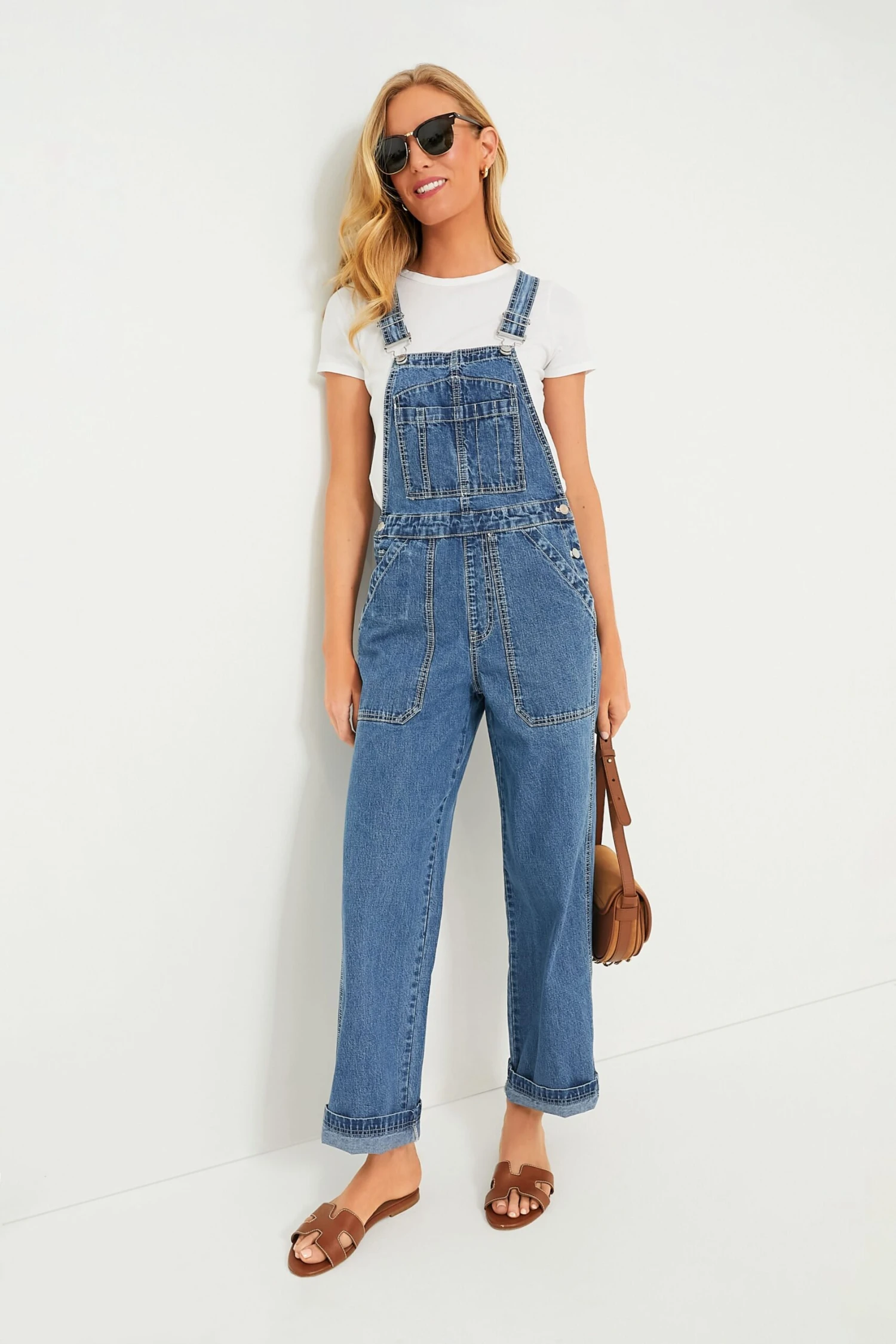 Paris Medium Wash Straight Leg Denim Overalls 1 Paris Medium Wash Straight Leg Denim Overalls