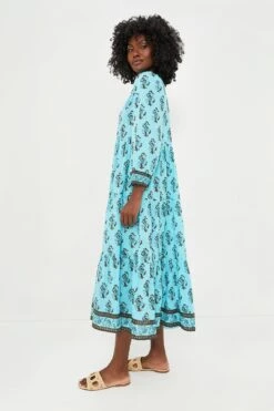 Tropical Turquoise Bouquet Long Sleeve Salty Paloma Caftan -Outfit And Shoe Sales Store NtqEzRWfYrfuukk0Qvcm2GMj43avg4RW 1