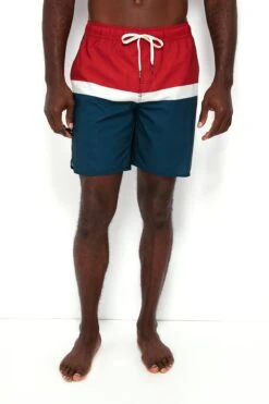 Red Colorblock Anchor Trunks