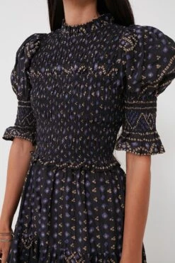 Blue Delphine Pucker Cotton Puff Sleeve Smocked Dress -Outfit And Shoe Sales Store ODW1tHuiQCnDSq8fYzCCjeV7PVwmclCg 1