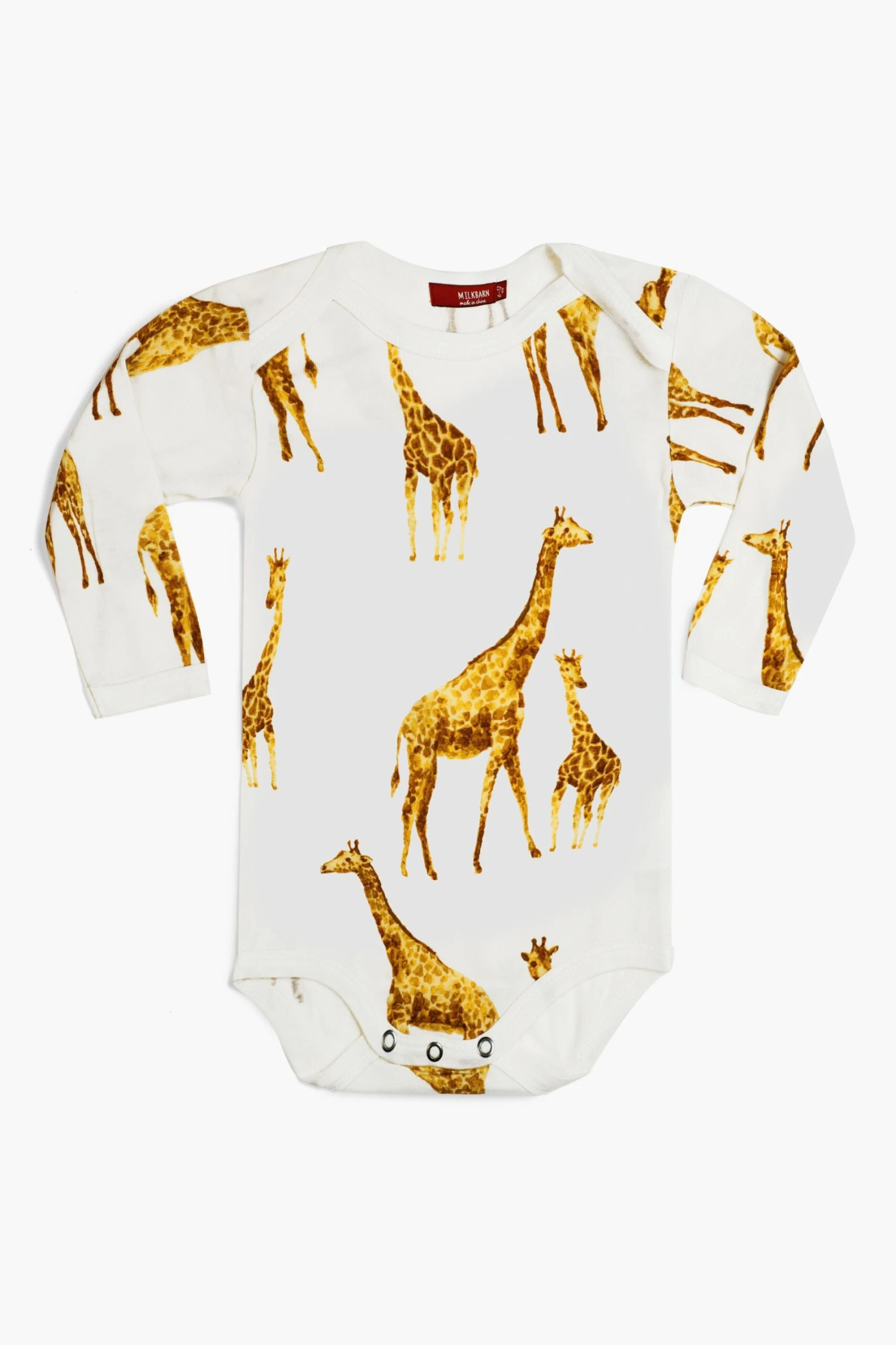 Orange Giraffe Bamboo Long Sleeve One Piece 1 Orange Giraffe Bamboo Long Sleeve One Piece