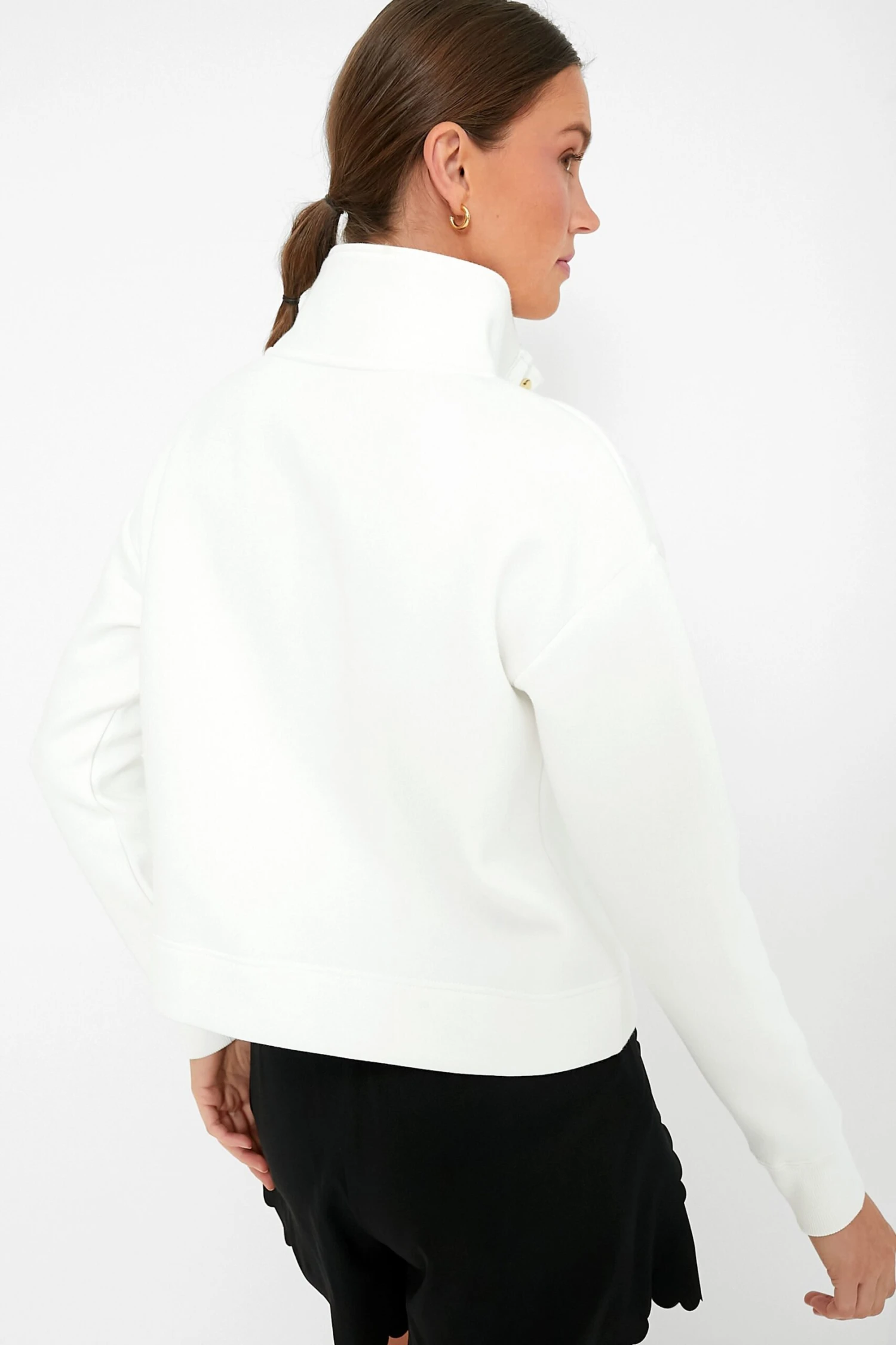 White Snap Neck Bailey Pullover 4 White Snap Neck Bailey Pullover - Image 4