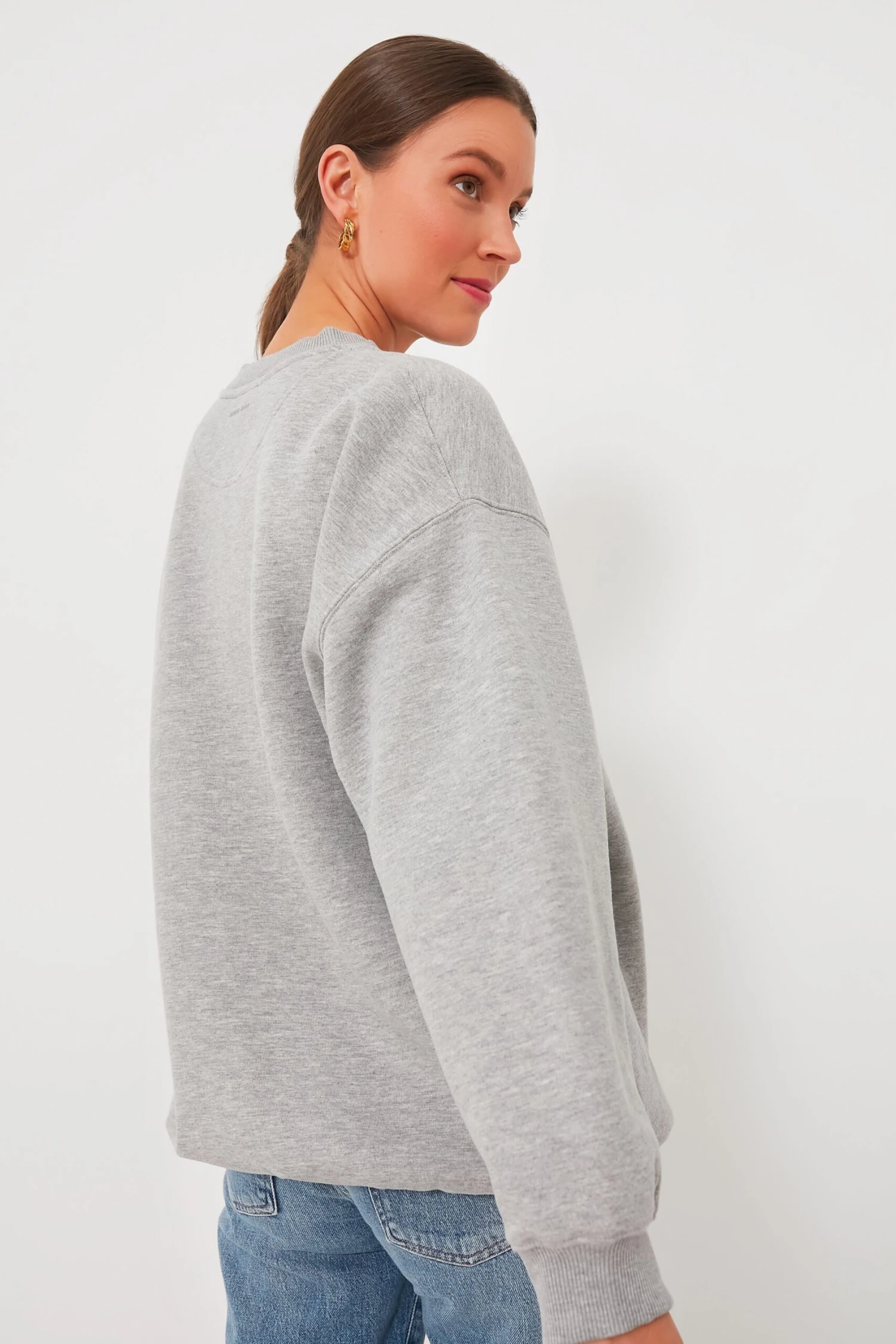 ANINE BING Grey Melange Paris Tyler Sweatshirt 4 ANINE BING Grey Melange Paris Tyler Sweatshirt - Image 4