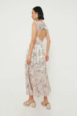 White And Flower Print Midi Dress -Outfit And Shoe Sales Store OikZt6Rgokv56vvSDPpBMBFWDC4kHsRD 1