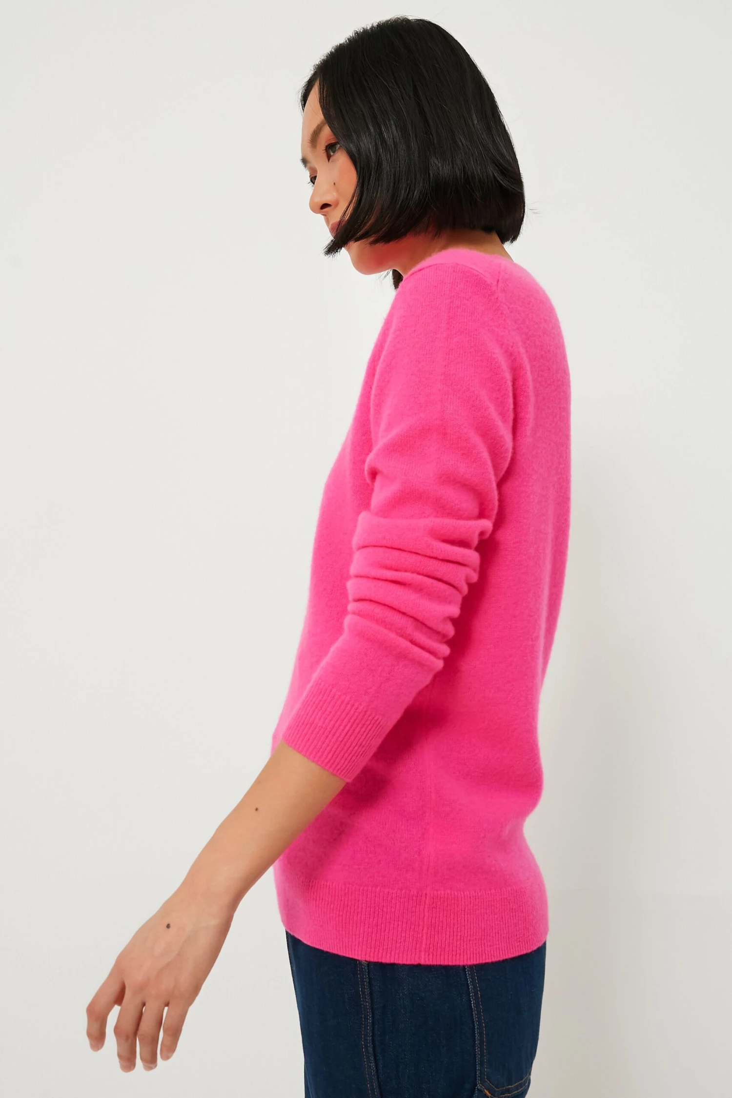 Hot Pink Cashmere Crewneck Sweater 3 Hot Pink Cashmere Crewneck Sweater - Image 3
